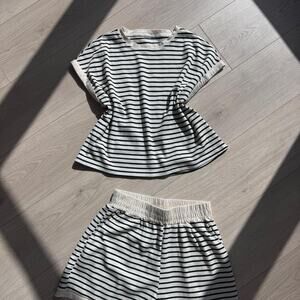 Striped short sleeve top and shorts